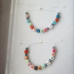 2 "I fcking love you" round letter beads bracelets friendship bracelet couples